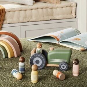 Set | Toy Farm Tractor & Toy Pal People Figurine Set 6-pc - Hearth & Hand NEW